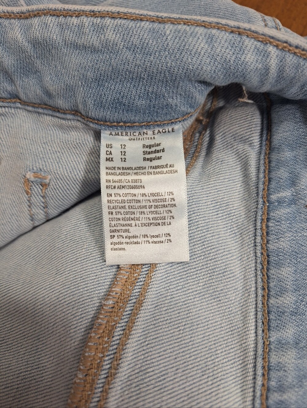 American Eagle Light Wash Super High Rise Baggy Wide Leg Jeans Wms 12 Regular - Picture 10 of 16